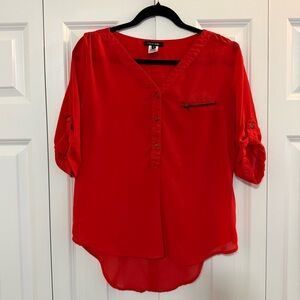 Papermoon Vibrant Red Blouse with Button Accents
